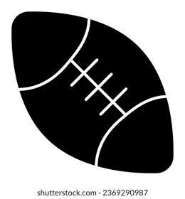 Rugby ball solid icon. Sport equipment for rugby illustration isolated on white. American football ball glyph style design, designed for web and app. Eps 10