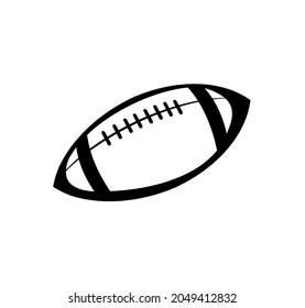 Rugby ball. Sports equipment for athletes. Isolated on white background. Symbol, icon. Monochrome Stencil Illustration Vector.