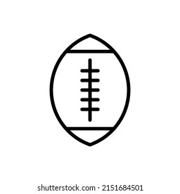 Rugby Ball Thin Line Icon Design, School and Education. American football ball vector icon. Football ball in flat design isolated in white background.