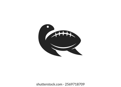 rugby ball turtle vector created in silhouette style