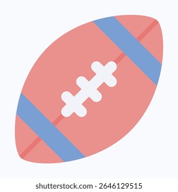 Rugby Ball Vector Icon. Athletic Equipment, Healthy Lifestyle, Fourth Of July Icon, Vector Style Flat Icon. 