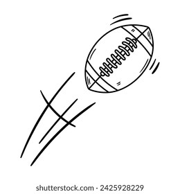 Icono de vector de bola de rugby en estilo doodle. Símbolo de ping pong en diseño simple. Objeto de dibujos animados dibujado a mano aislado sobre fondo blanco.