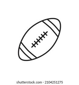 Rugby ball vector icon line style on white background.