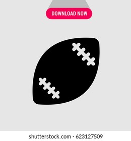Rugby Ball Vector Icon, The symbol of oval ball for rugby game. Simple, modern flat vector illustration for mobile app, website or desktop app  