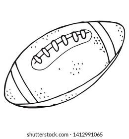 Rugby ball. Vector illustration of a rugby ball. Hand drawn ball with lacing for playing American football rugby.