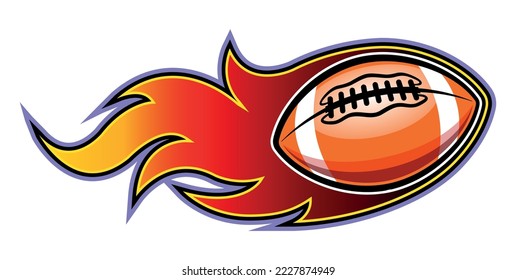 Rugby ball vector image with tribal fire flame American football car sticker motorcycle decal and sport logo template