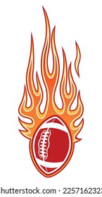 Rugby ball vector image with tribal fire flame American football car sticker motorcycle decal and sport logo template.