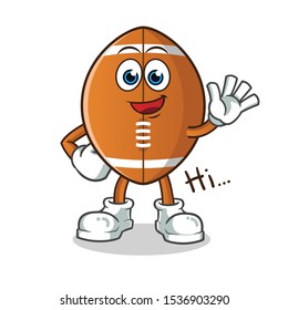 rugby ball waving cartoon vector mascot illustration