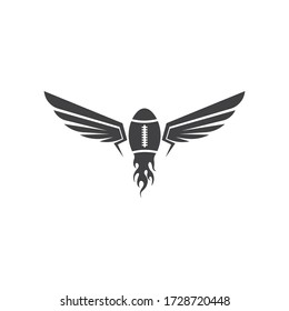 rugby ball with wings icon vector illustration design template 