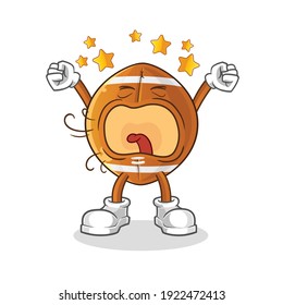 rugby ball yawn character. cartoon mascot vector