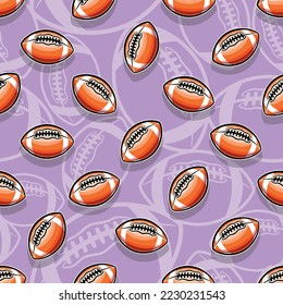 Rugby balls American football seamless pattern vector image