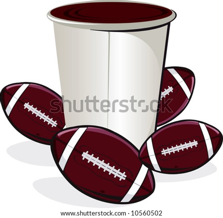 rugby balls and bucket	