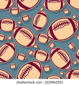 Rugby balls repeating tile background. American football balls seamless pattern vector image wallpaper and wrapping paper design.