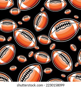 Rugby balls repeating tile background. American football balls seamless pattern vector image wallpaper and wrapping paper design.