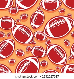 Rugby balls repeating tile background. American football balls seamless pattern vector image wallpaper and wrapping paper design.