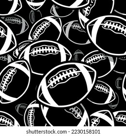 Rugby balls seamless pattern background image. American football repeating tile background wallpaper texture design vector art.