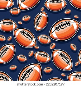 Rugby balls seamless pattern vector art image. American football balls continuous background wallpaper texture design.