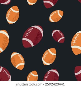 Rugby balls sport seamless pattern background for packaging and decoration illustration.