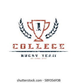Rugby championship emblem. Graphic design for t-shirt
