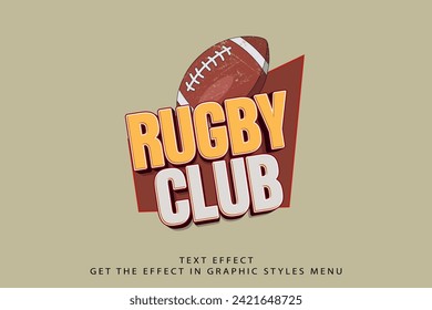 Rugby club 3D vintage style premium vector with editable text effect