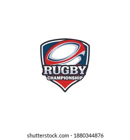 Rugby club emblem. American Football badge shield logo, Rugby ball team game club elements, Vector Logo Illustration Fit to championship or team