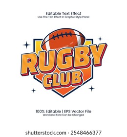 Rugby Club emblem badge customized text effect editable