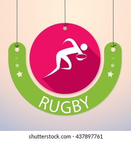 Rugby - Colorful Paper Tag for Sports