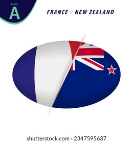 Rugby competition France v New Zealand. Rugby versus icon. Vector illustration.