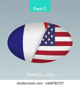 Rugby competition France vs USA. Vector illustration.