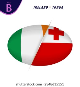 Rugby competition Ireland v Tonga. Rugby versus icon. Vector illustration.