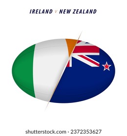 Rugby competition Ireland vs New Zealand. Rugby versus icon for quarter finals. Vector illustration.