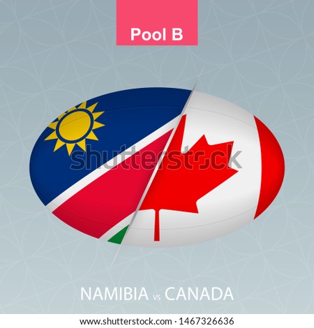 Rugby competition Namibia vs Canada. Rugby icon on gray background. Vector illustration.