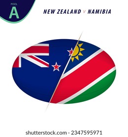 Rugby competition New Zealand v Namibia. Rugby versus icon. Vector illustration.