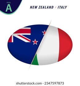 Rugby competition New Zealand v Italy. Rugby versus icon. Vector illustration.