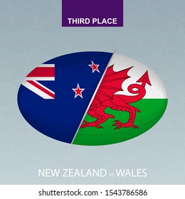 Rugby competition New Zealand vs Wales. Rugby icon on gray background. Vector illustration.