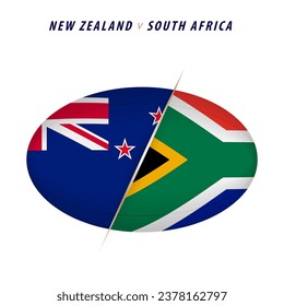 Rugby competition New Zealand vs South Africa. Rugby versus icon for final. Vector illustration.