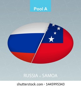 Rugby competition Russia vs Samoa. Rugby icon on gray background. Vector illustration.