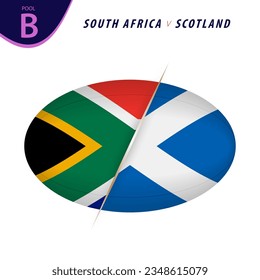 Rugby competition South Africa v Scotland. Rugby versus icon. Vector illustration.