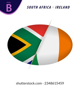 Rugby competition South Africa v Ireland. Rugby versus icon. Vector illustration.