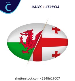 Rugby competition Wales v Georgia. Rugby versus icon. Vector illustration.