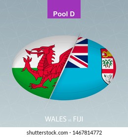 Rugby competition Wales vs Fiji. Rugby icon on gray background. Vector illustration.