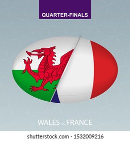 Rugby competition Wales vs France. Rugby icon on gray background. Vector illustration.