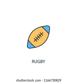 Rugby concept 2 colored line icon. Simple yellow and blue element illustration. Rugby concept outline symbol design from USA set