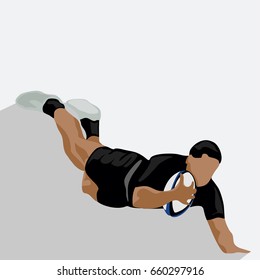 Rugby Dive Try Vector Illustration