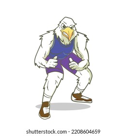 Rugby Eagle Cartoon Character Mascot Flat Design Logo Design