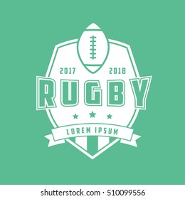 Rugby Emblem Flat Icon On Green Background