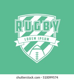 Rugby Emblem Flat Icon On Green Background
