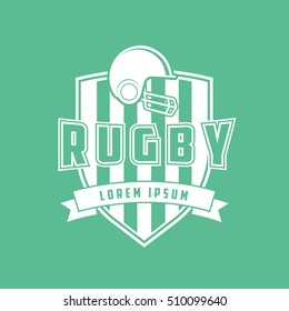 Rugby Emblem Flat Icon On Green Background