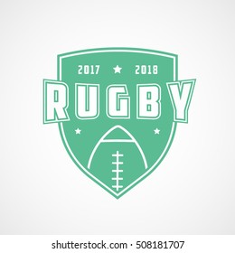 Rugby Emblem Green Flat Icon On White Background