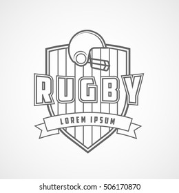 Rugby Emblem Line Icon On White Background 